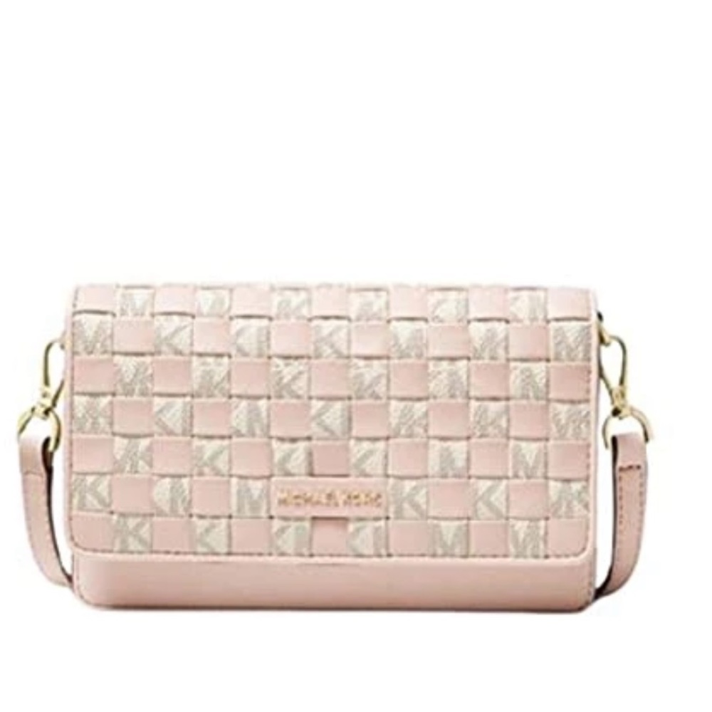 Michael Kors Jet Set Woven Phone Crossbody Pink